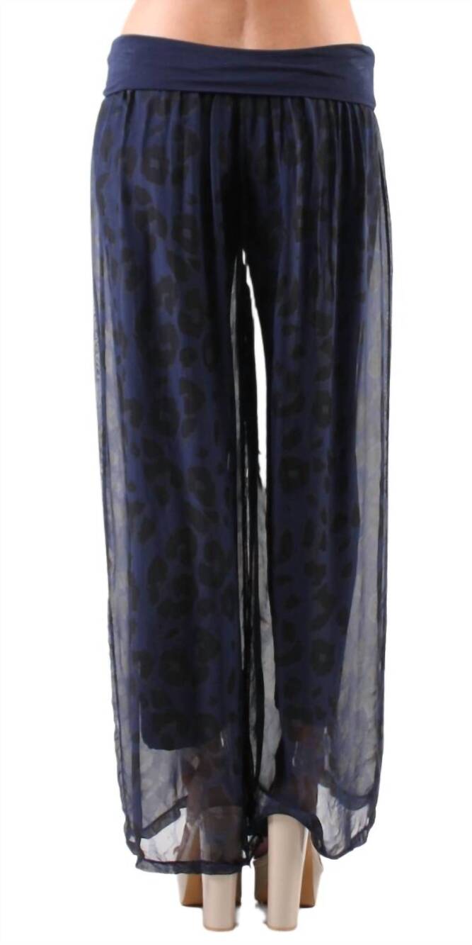 NEW GIGI MODA lyda leopard print pants in navy - Picture 2 of 3
